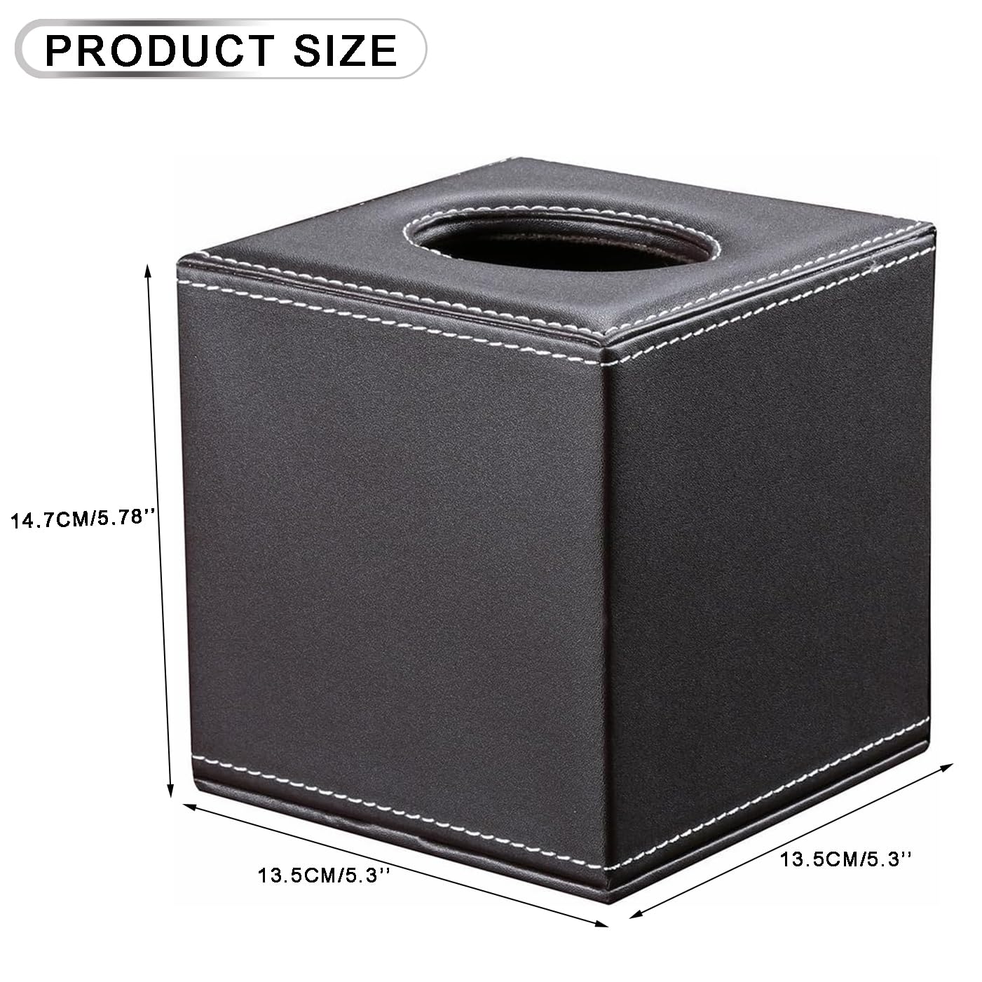 KINGFOM Moderna scatola quadrata in pelle ecologica in poliuretano, dispenser per fazzoletti per bagno, piano di lavoro, comodini, decorazione automobilistica per ufficio e auto (marrone)
