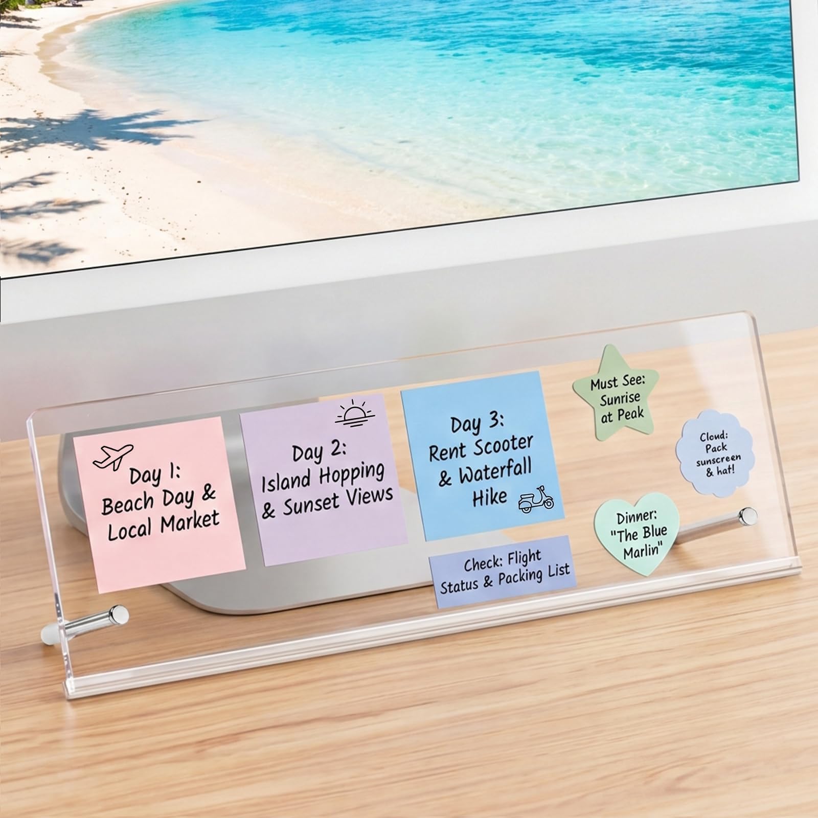 Yncotte Monitor Memo Board Holder 14"x5",Office Organization Memo Holders