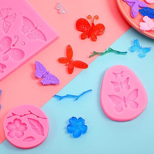 Miniatura 5 de 5 moldes de silicona de mariposa y flor, molde de chocolate para hacer decoración de pasteles, arcilla polimérica, cera, manualidades de azúcar