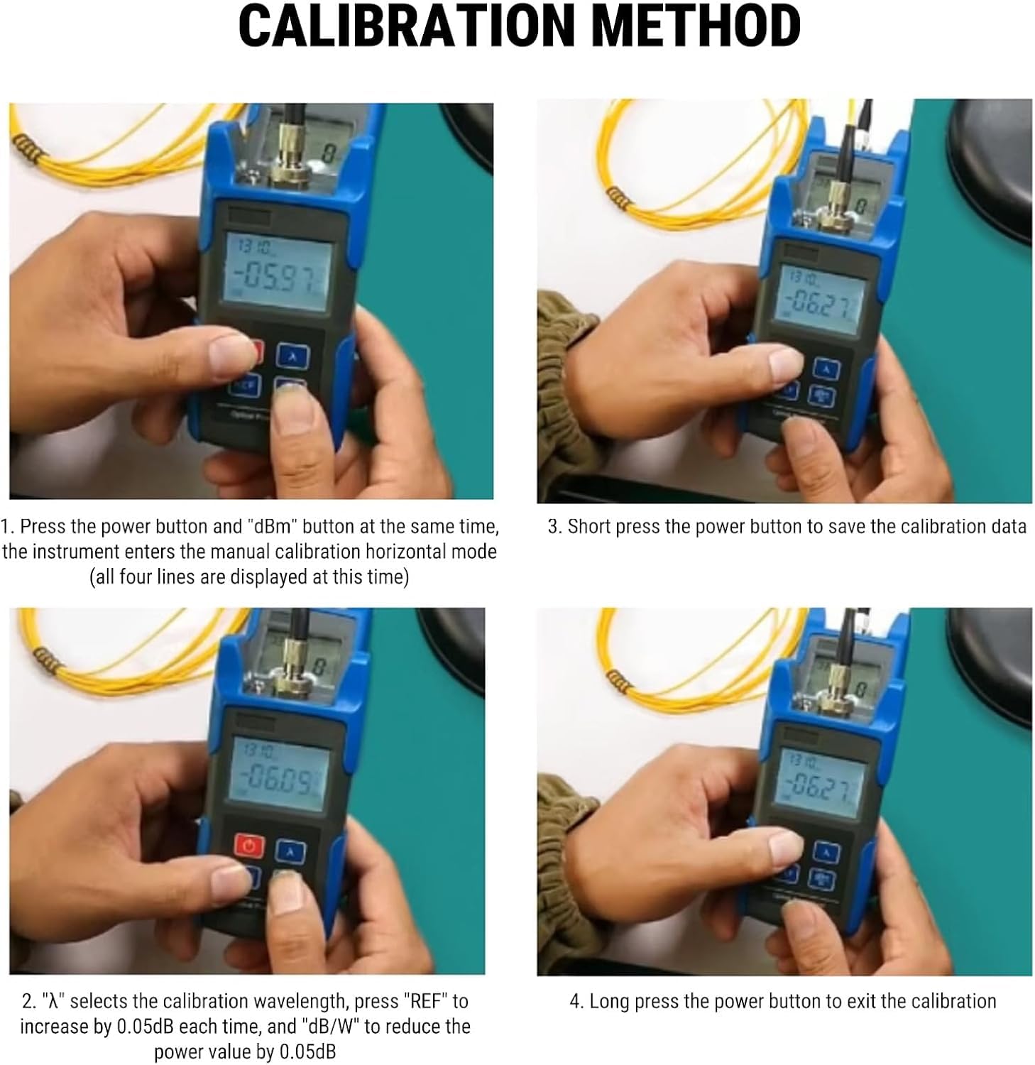 Fiber Optische Power Meter, 850/1300/1550 nm Tragbarem Optisches fiber Leistungsmessgerät, Lwl messgerät/Glasfasertester/Optischer Leistungsmesser mit 6 Wellenlängenkalibrierung für Faser Optik Test