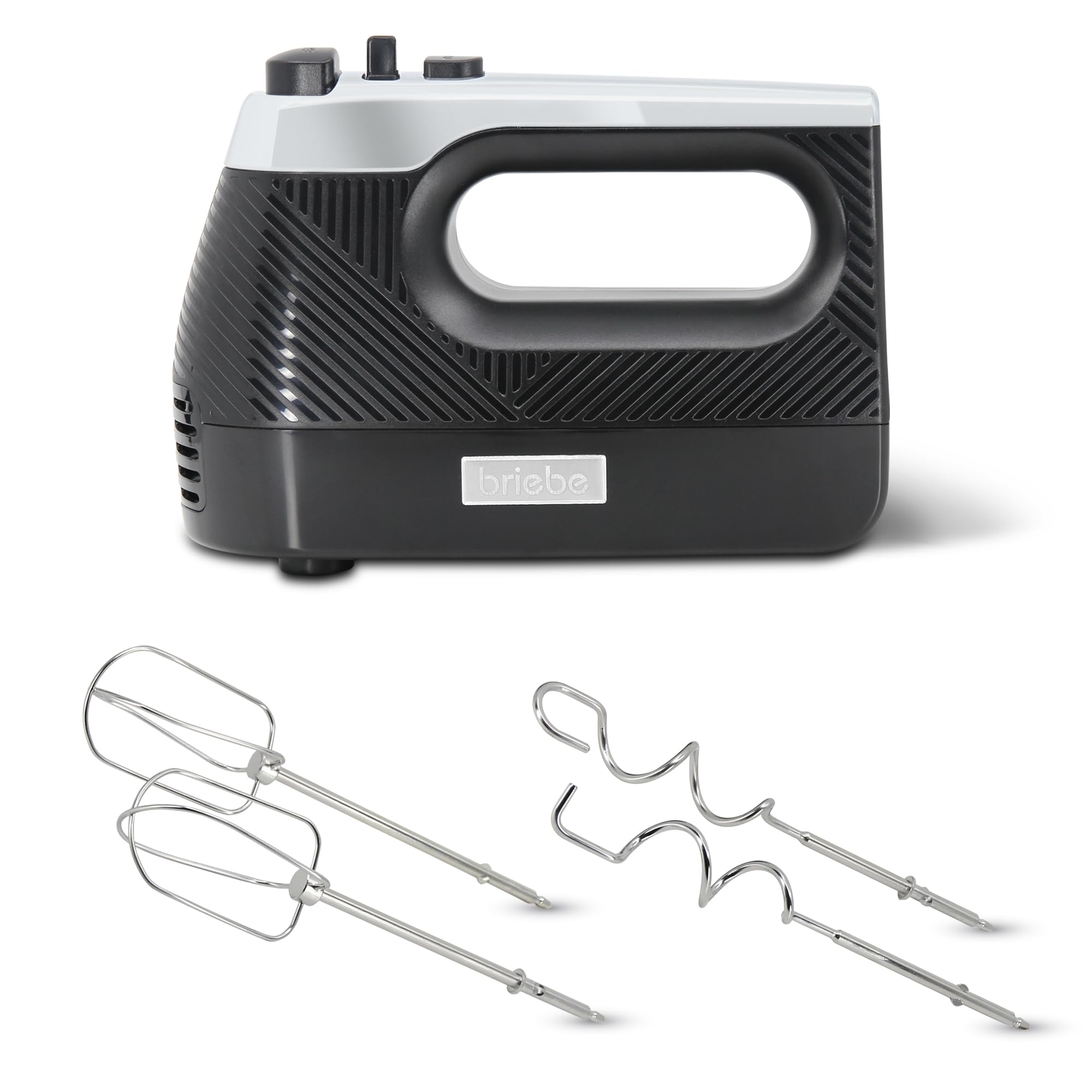 briebe Elegance Set Batidora de Mano 600W, 2 Velocidades Pie Desmontable Acero Inoxidable + Batidora de Varillas Eléctrica 400W, Amasadora de Mano Especial Repostería 5 Velocidades + Turbo (Negro)