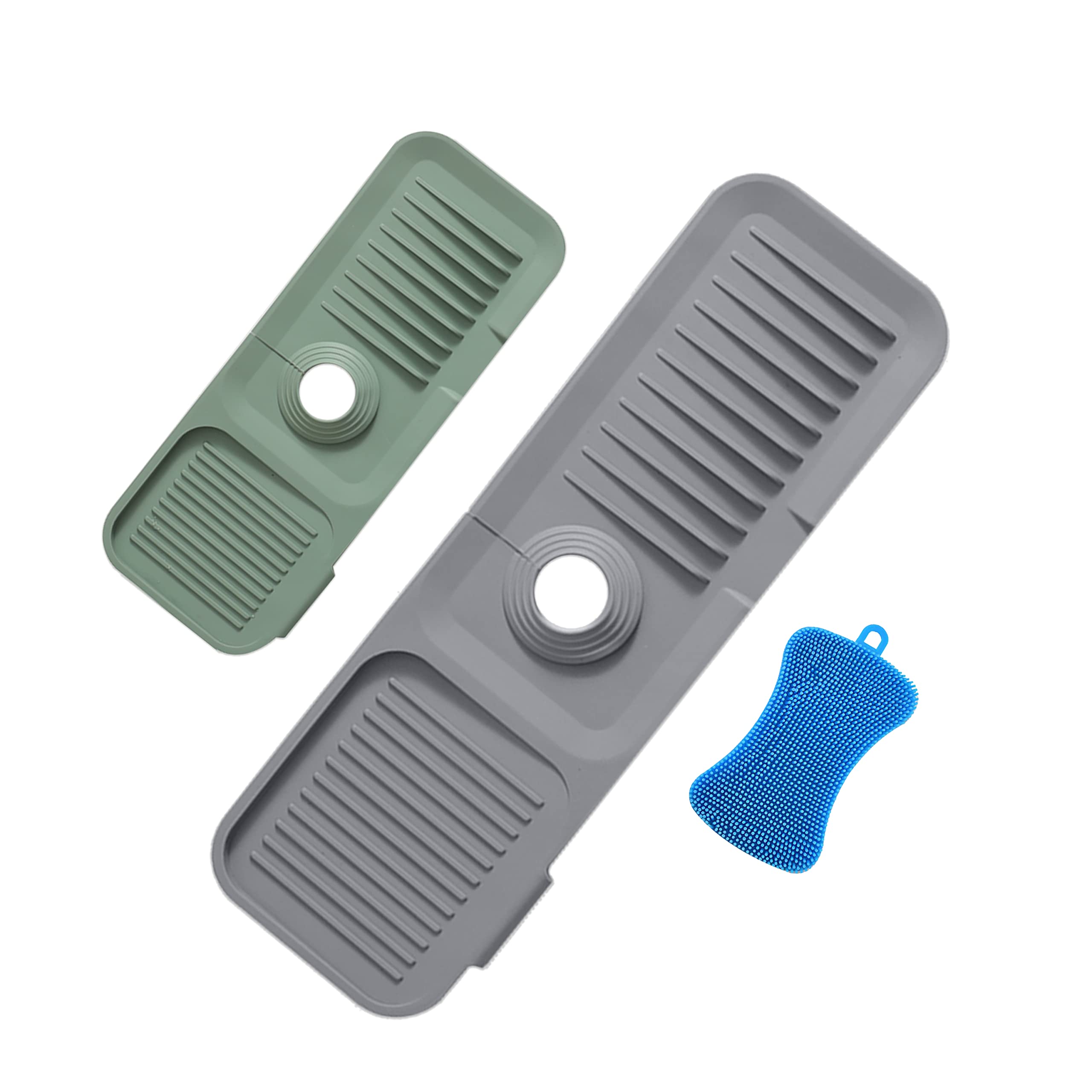 Photo 1 of Kitchen Sink Splash Guard with Silicone Cleaning Scrubber, Sponge Holder for Kitchen Sink, Drying Mat for Kitchen Counter, Sink Protectors for Kitchen Sink (DARK GREY, 18)
