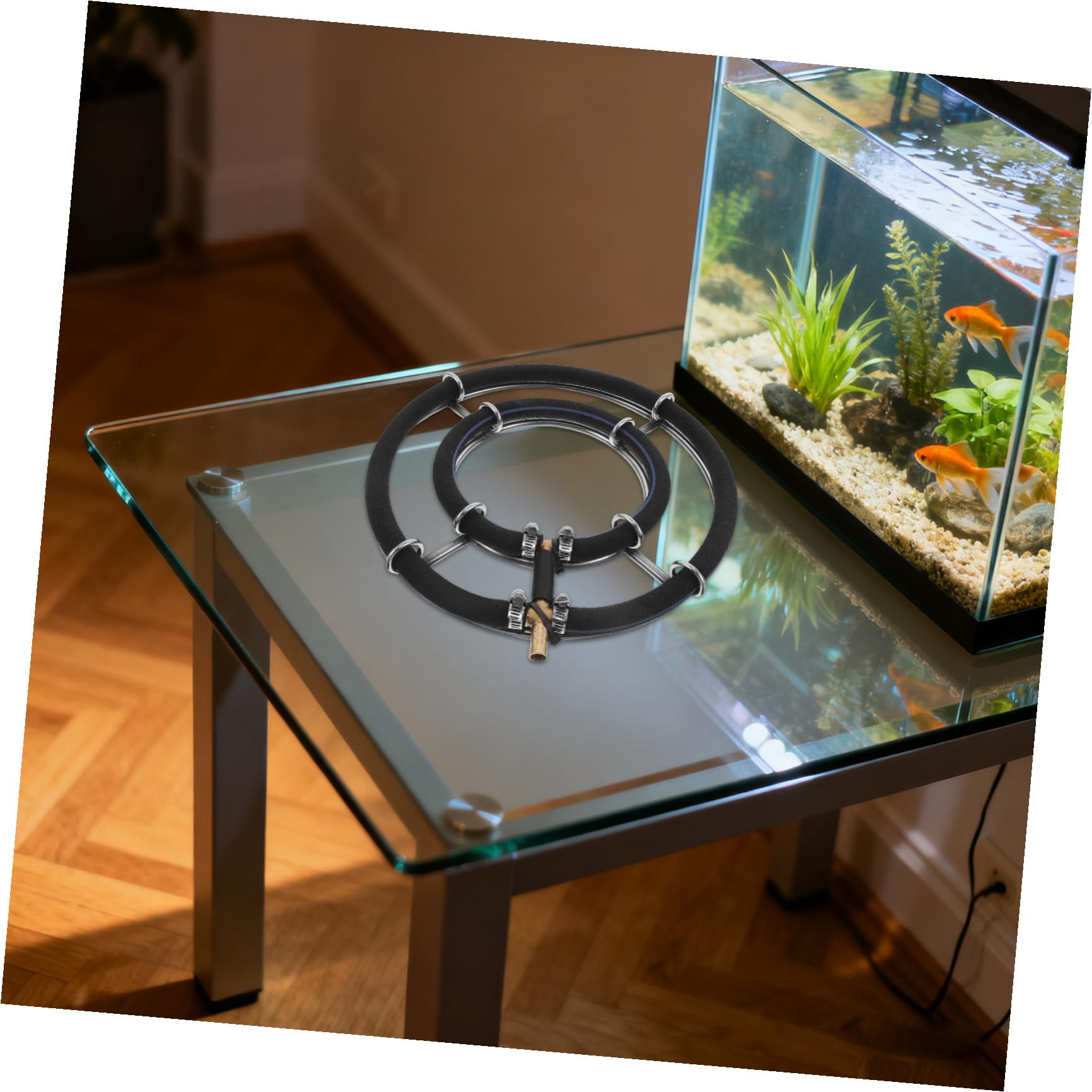 Veemoon Diffuseur d'air Rond Anneau à Bulles en Acier Inoxydable Installation Facile, Usage sous-Marin Longue Durée pour Aération pour Aquarium et Bassin