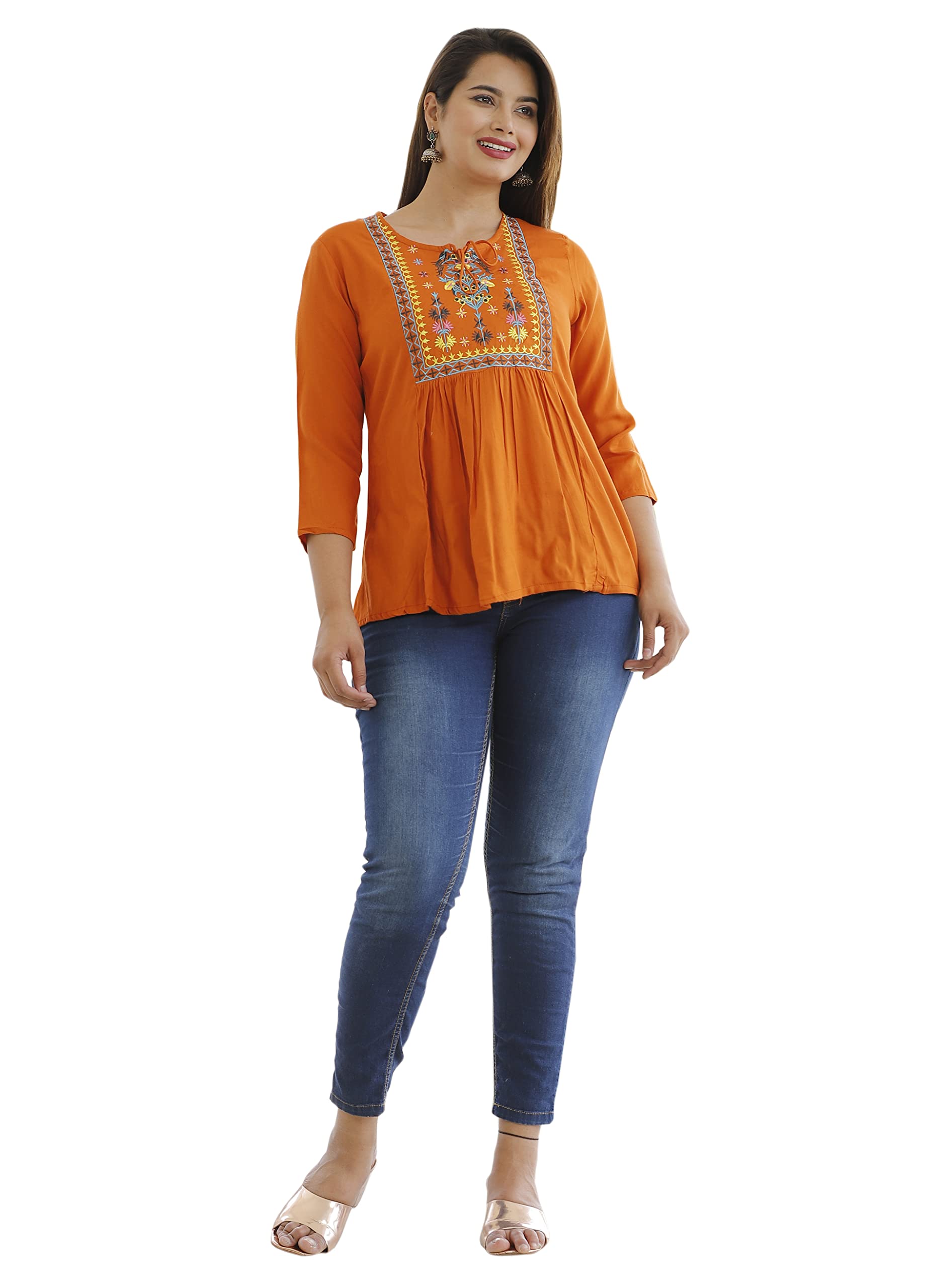 Orange TOP wear for Women and Girls-picture-35