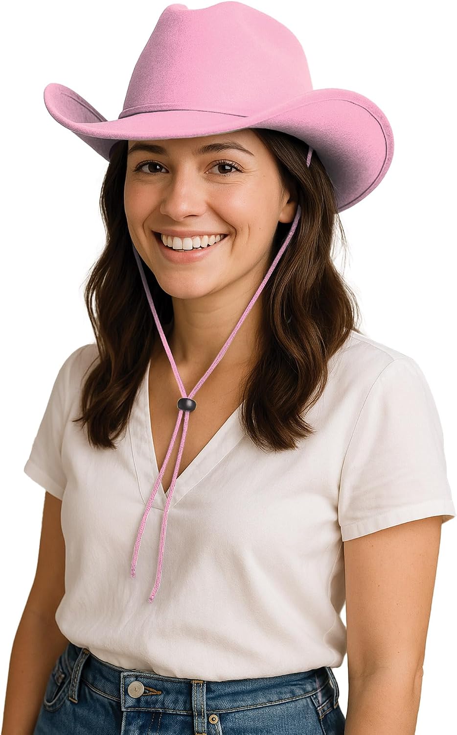 Beistle Pink Velour Cowboy Hat – Western Costume Headwear with Adjustable Chin Strap, Country Theme Accessory for Rodeo Parties, Ranch Events, Photo Booth Props, and Themed Displays