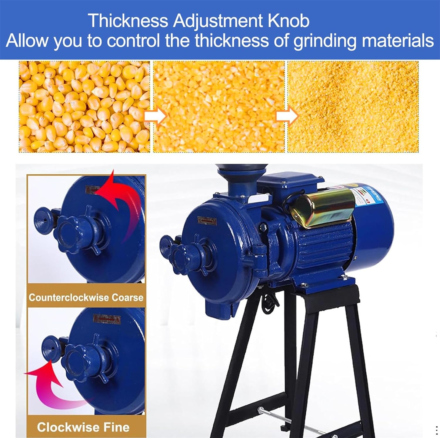 High-Efficiency Electric Feed Mill & Grain Grinder - Multifunctional Indian Mixer for Coffee, Wheat, Spices, Nuts, Rice, Herbs - Includes Funnel for Effortless Grinding