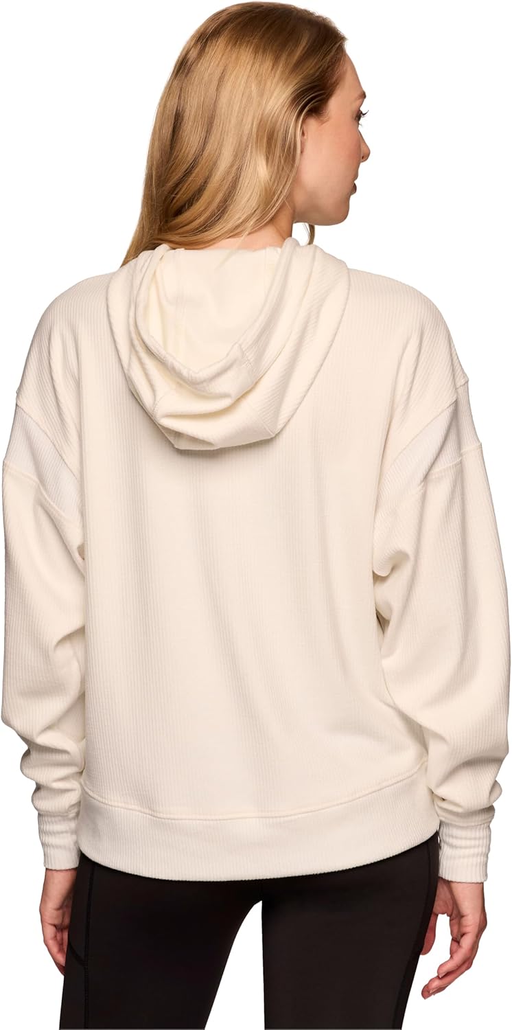 RBX Women's Waffle Knit Hoodie in Regular and Plus Sizes, Midweight Long Sleeve Thermal Relaxed Fit Sweatshirt with Pockets - Image 2