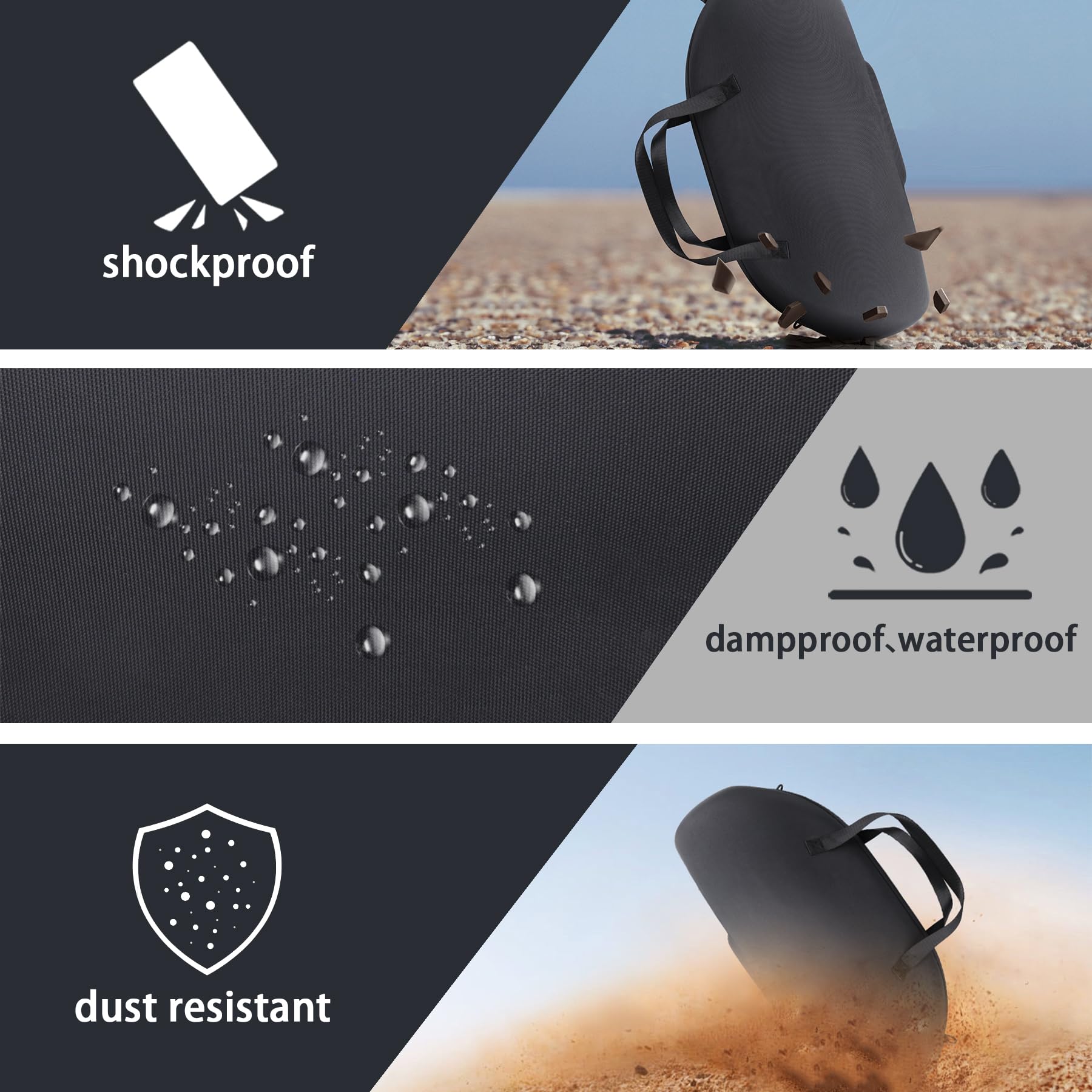 co2CREA Hart Tragetasche mit Mini Zubehörtasche und Schultergurt Für JBL Boombox 3 /Boombox 3 WiFi/Boombox 2 Kabelloser Bluetooth Lautsprecher (Hülle+Zubehörtasche+Schultergurt)