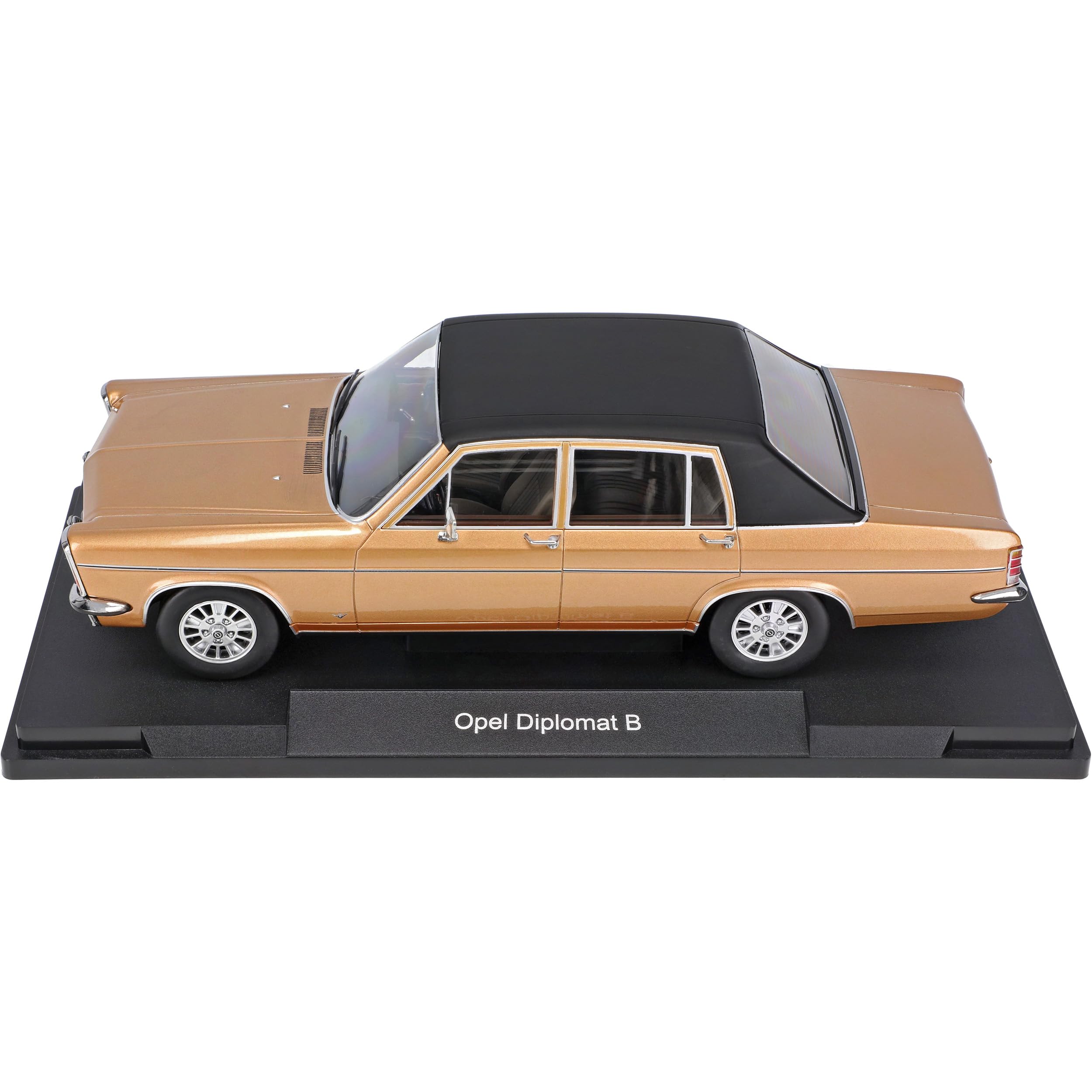 Generisch Opel Diplomat B Limoussine Beige Gold mit Dach in Schwarz 1969-1977 1/18 Model Car Group Modell Auto