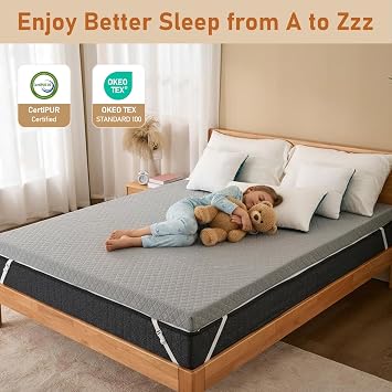 Daxpoo Extra Firm Mattress Topper Queen 3 Inch: High Density Memory Foam for Back Pain Relief, Removable & Washable Cover, Non-Slip, CertiPUR-US & Oeko-Tex Certified 80x60