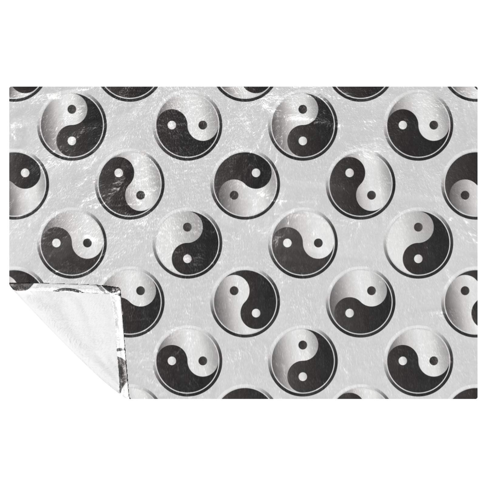 Couverture Yin Yang géométrique pour vos sorties camping et plage