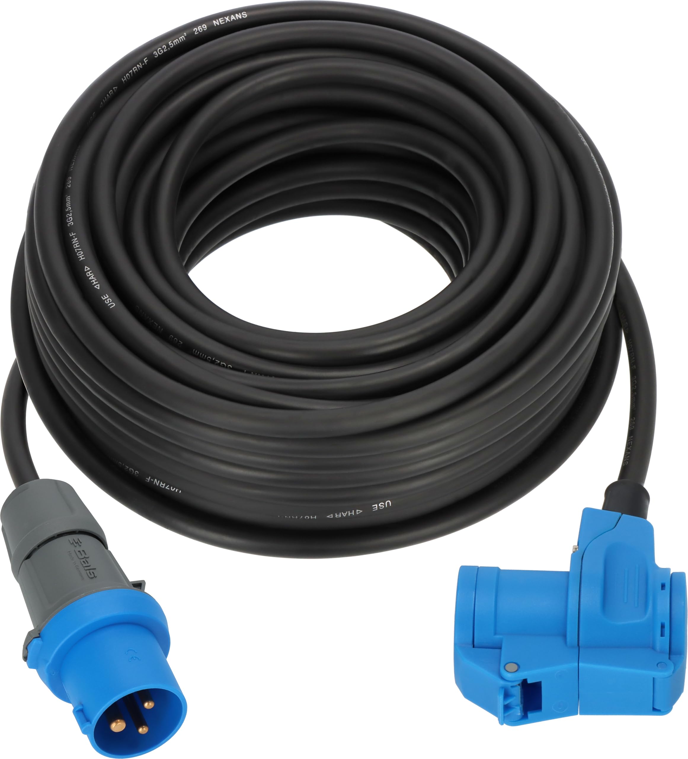 Brennenstuhl Cable de extensión CEE de Camping con Conector CEE y Acoplamiento en ángulo Recto, Incluye Enchufe Combinado a Tierra (Cable de 25 m en Negro, 230V/16A, para Uso en Exteriores, Fabricado