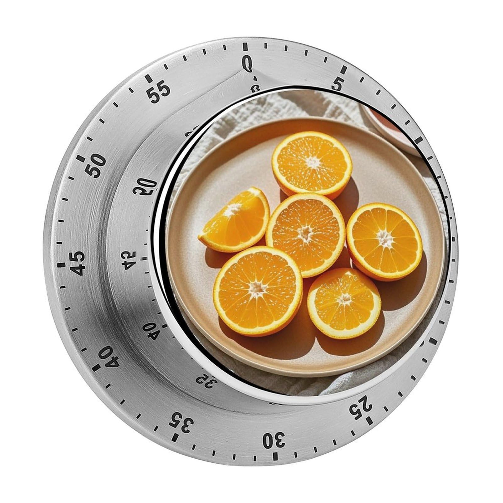 Orange Slices Timer with Loud Alarm Precision 60 Minute Wind Up Timer Portable Manual Countdown Timers Exquisite Stainless Magnetic Kitchen Timers for Cooking Chef Clock