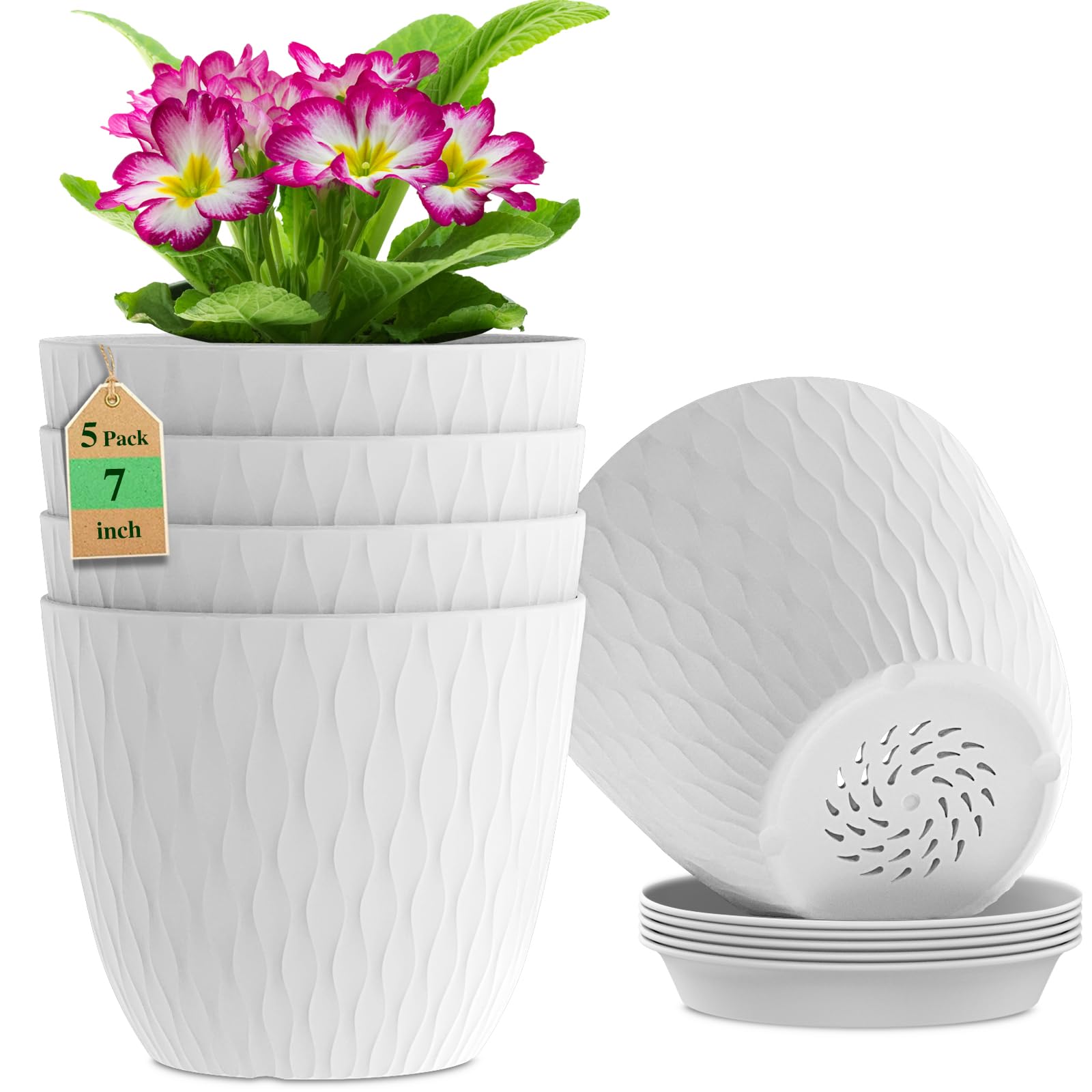 WSMKSZ 5-Pack Water Ripple Plant Pots