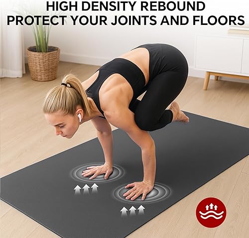 Miniatura 3 de Esterilla de yoga extragrande de 6 x 3 pies y 6 x 4 pies (13 pulgadas y 14 pulgadas de grosor), antideslizante, ultra duradera, amplia alfombrilla