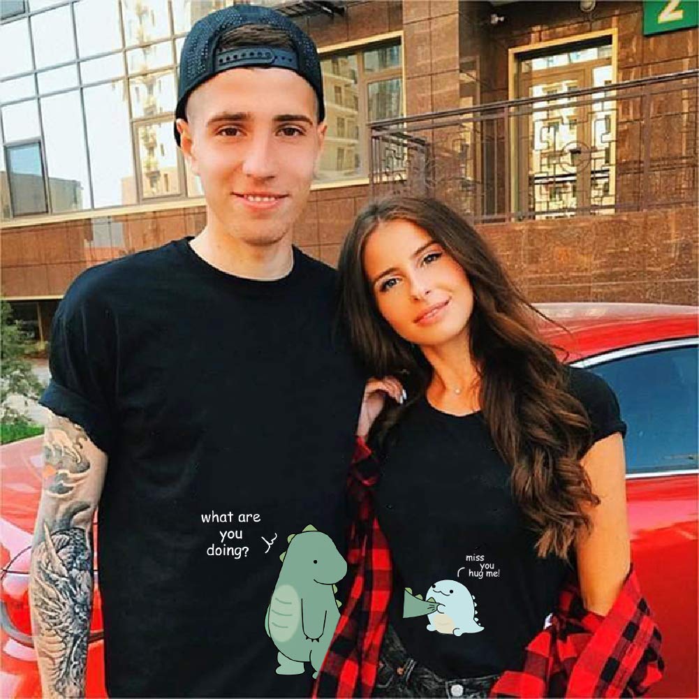 T-shirt dla par Anime Couple T-Shirt Love Paar T-Shirt Love Partner Look Cartoon Couple prezent czarny biały szary 1 sztuka