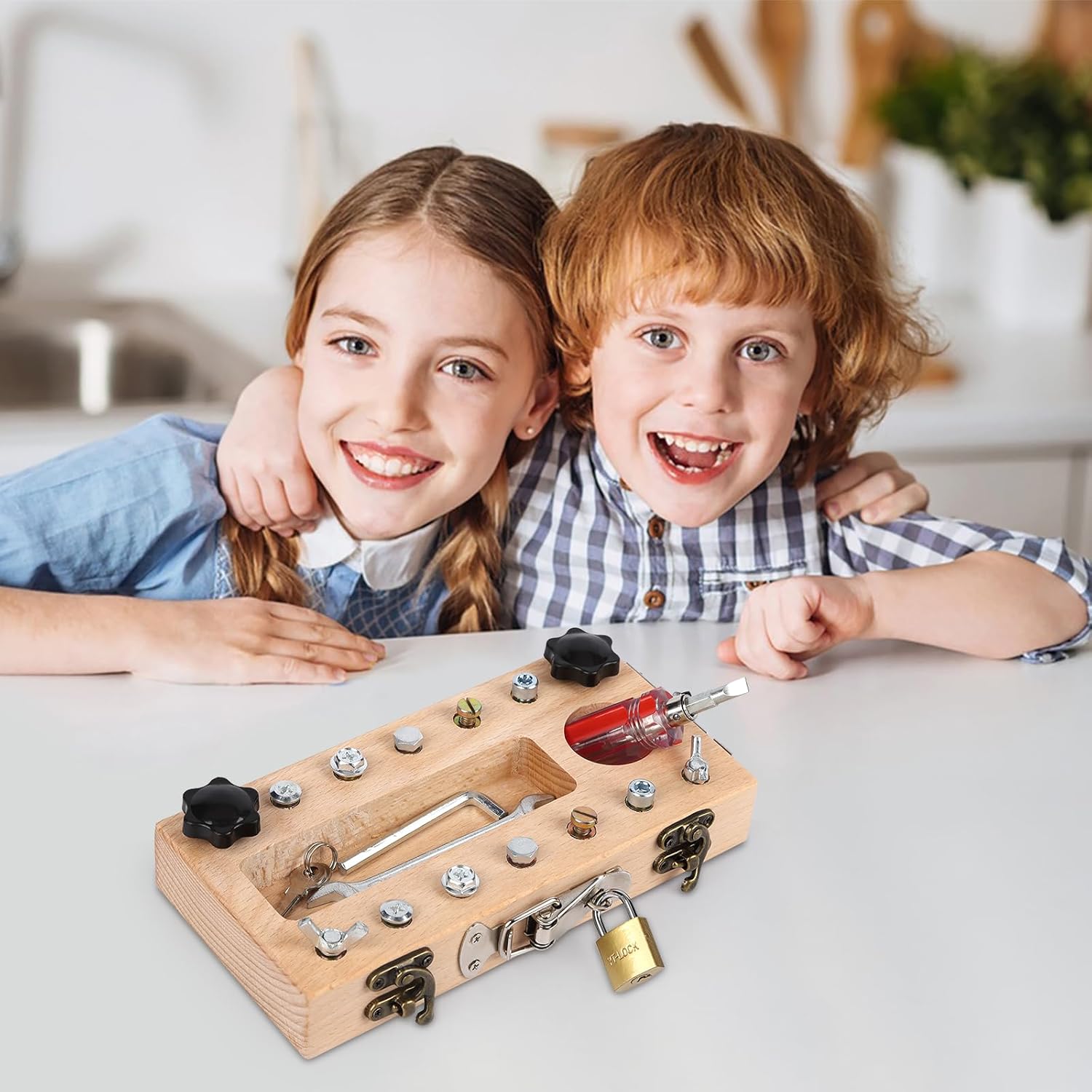 Screwdriver Board Set Montessori Toys for 3 Year Old,Wooden Screw Driver Activities Board, Fine Motor Skills & Sensory Development Toy
