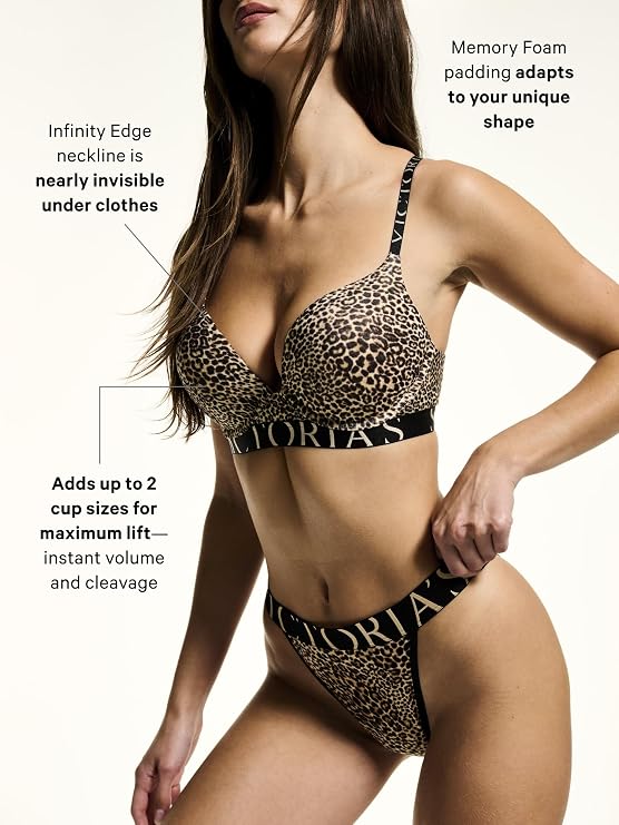Victoria's Secret Women's T-Shirt Bombshell Adds-2-Cups Push Up Bra, Bras for Women (32A-38DD)