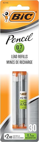 BIC Recambios de minas para lápices, punta media (0.7mm), 30ct (L730P1), negro