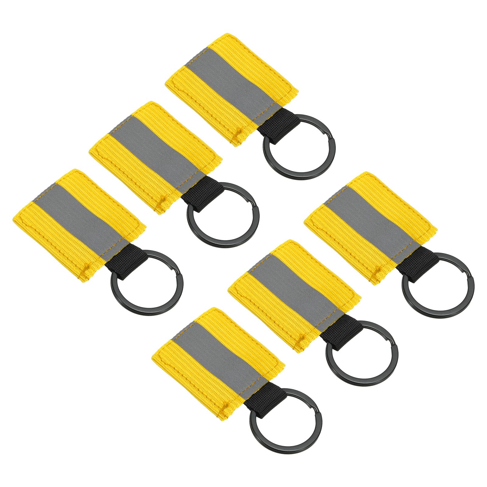 PATIKIL Reflective Keychain Tags, 6 Pack Reflective Zipper Pulls Nylon Keychain High Visibility Reflectors Tags for Backpack Pendant Dog Collar, Golden — image 1