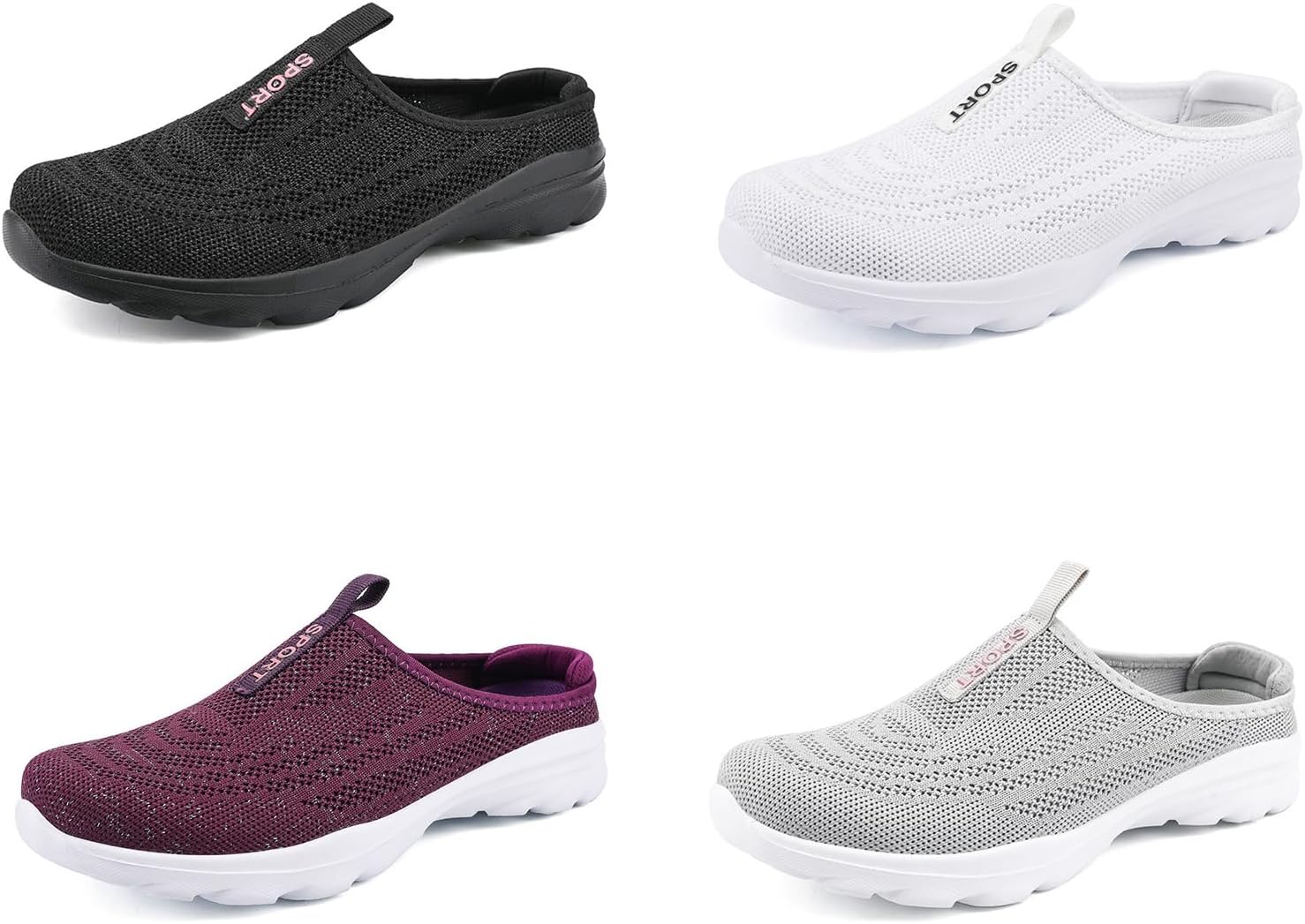 Aceptolcom Women Mules Shoes Slip On Open Back Mesh Walking Shoes Sneakers Comfortable Arch Support Lightweight - Image 3