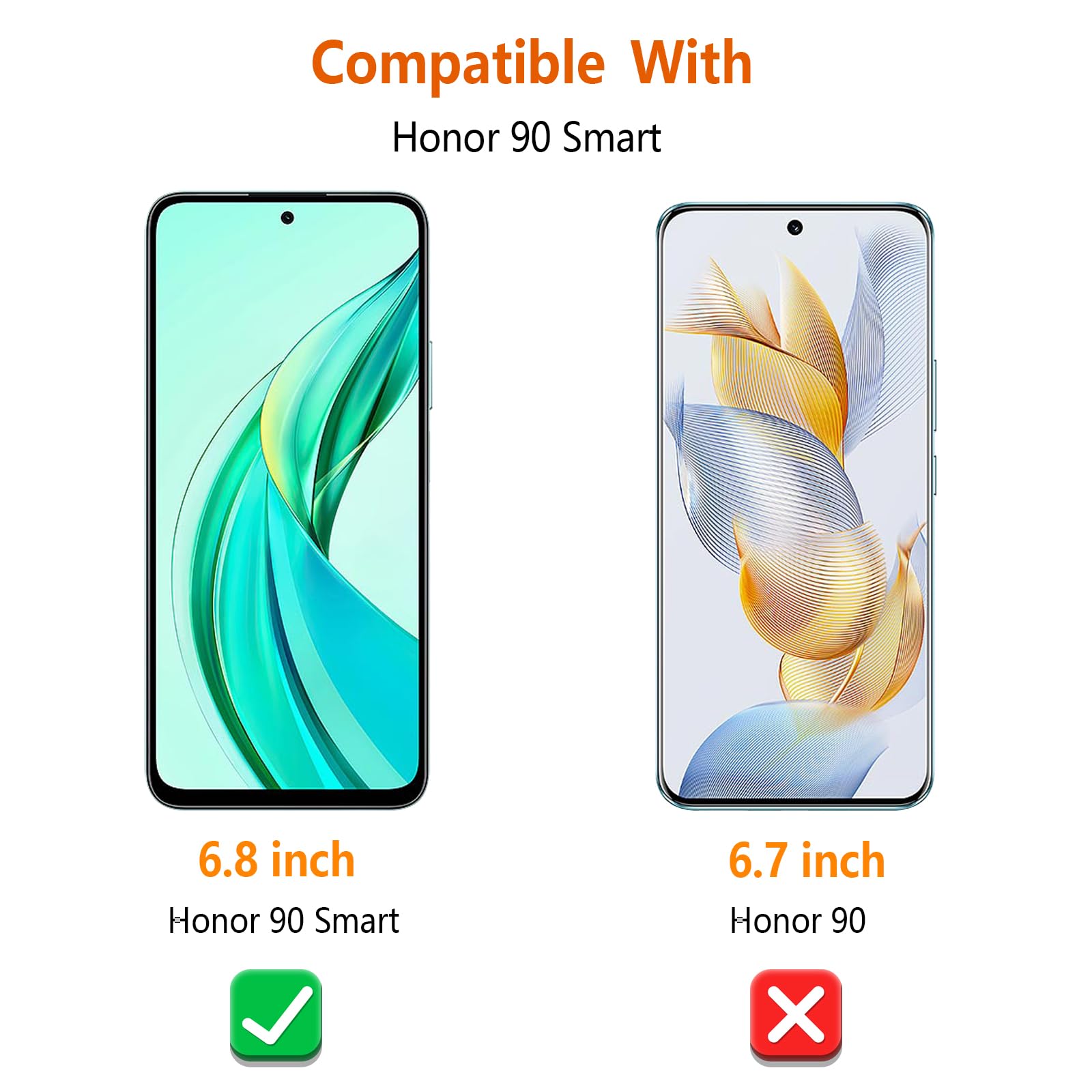 Pollachi [3 Pezzi Vetro Temperato per Honor 90 Smart/Honor X7b 5G,Durezza 9H Anti Graffio,Anti-Impronte Senza Bolle,Pellicola Protettiva per Honor 90 Smart/ X7b 5G