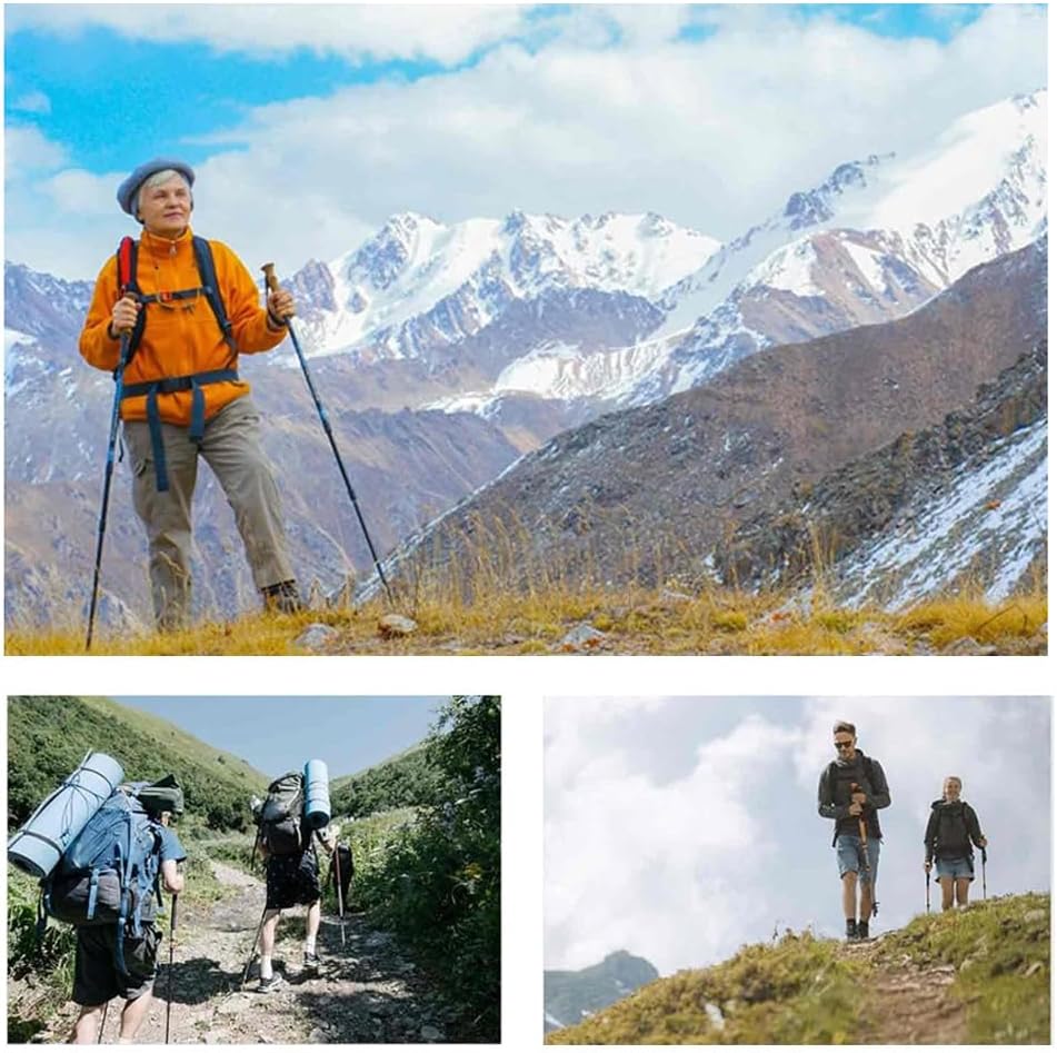 Trekking Poles Hiking Poles 2pc Folding Hiking Sticks, Lightweight Aluminum Foldable Trekking Walking Sticks Eva Foam Grips for Seniors Women Men