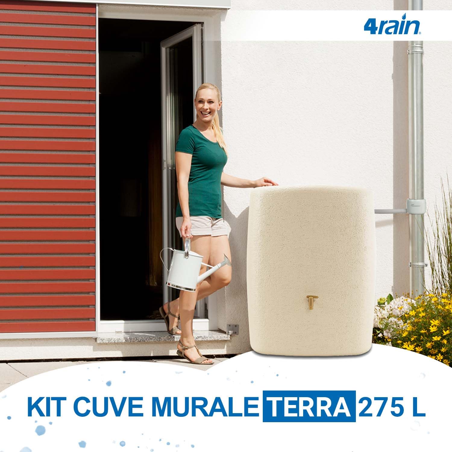 4rain Terra Kit Récupérateur d’Eau de Pluie 275L Sable