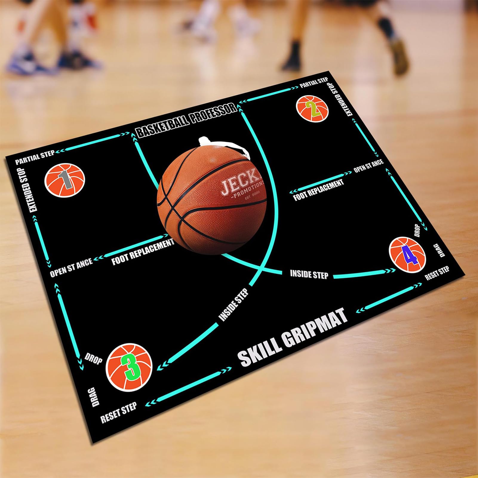 Basketball Dribbling Matte 120x80cm - Antirutsch Trainingsmatte für Innen & Außen - Verbessert Ballgefühl, Koordination & Fußarbeit - Für Kinder & Erwachsene - Faltbar & Einfach zu Verstauen