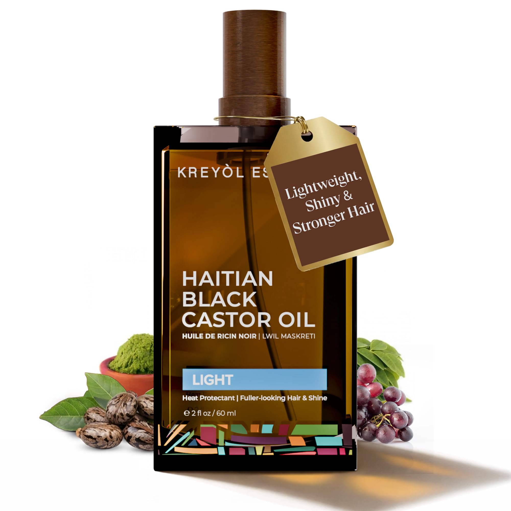 Kreyol Essence Haitian Black Castor Oil Light Hair Oil with Heat Protection