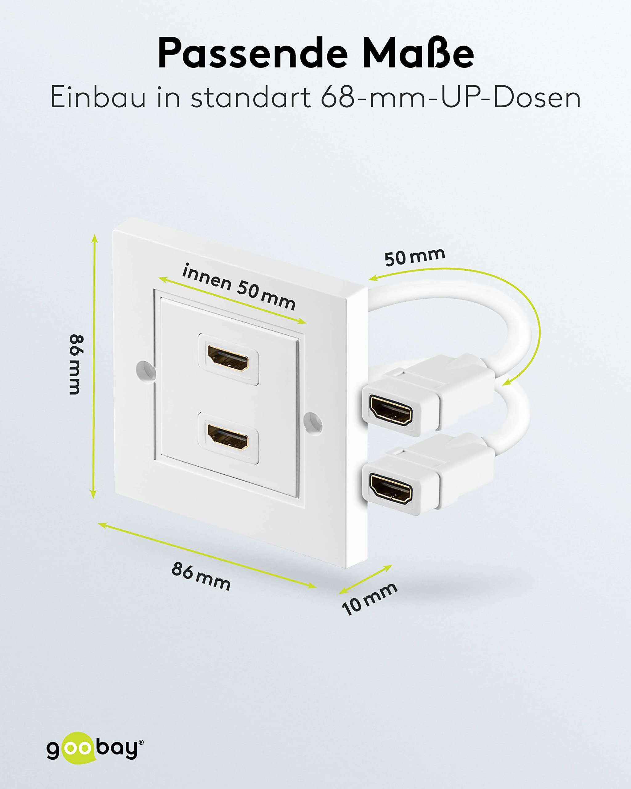 Goobay Presa HDMI da Parete, Dorato, Bianco