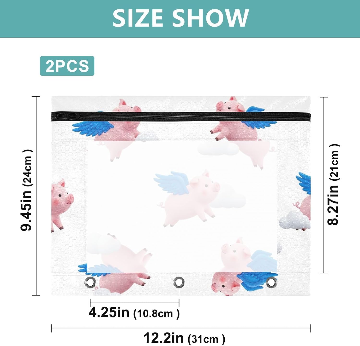 Cute Pig White Clear School Supplies Pencil Bag image 3