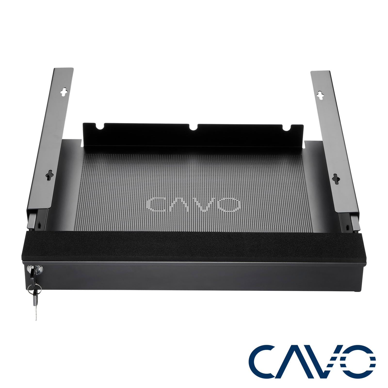 CAVO Cassetto per computer portatile con serratura 480 x 446 x 80 mm nero Cassetto per documenti da scrivania per sottostruttura by SOTECH