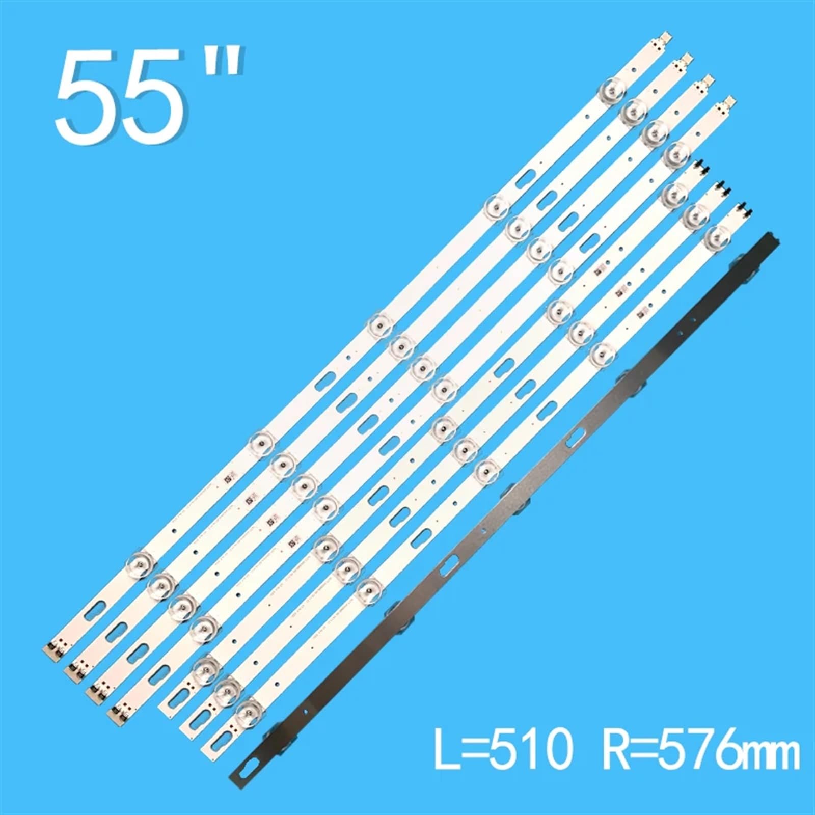 8 Stücke/1 Satz Led-hintergrundbeleuchtung Streifen 10 Lampen Kompatibel for Samsung 55 "TV UE55TU8000 UE55TU7100 UE55TU7000 UN55TU8200 UN55TU7000 UN55TU8000 UE55