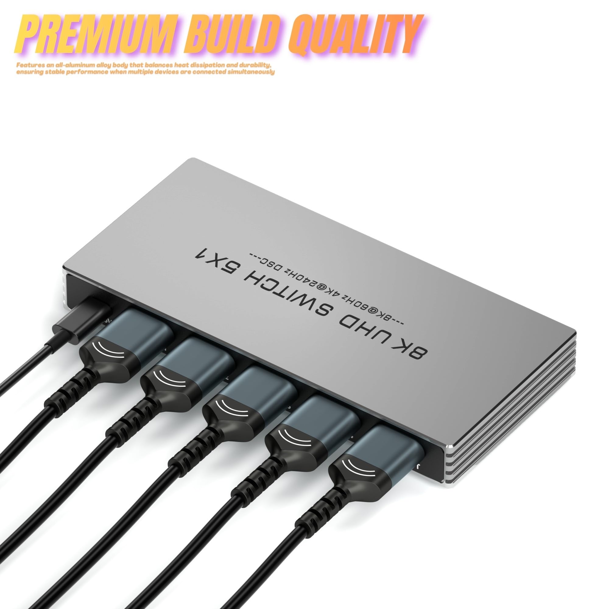 Conmutador HDMI 5 en 1, conmutador HDMI 2.1 8K a 60Hz 4K a 240Hz