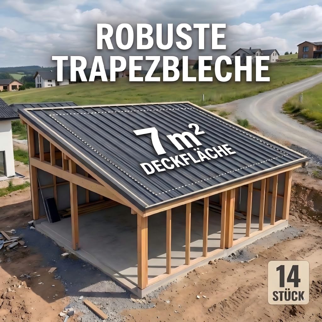 Profilblech Trapezblech Dachblech Dachplatten verzinktes Stahlblech 0,25 mm 110x46 cm 7 m² Schwarz
