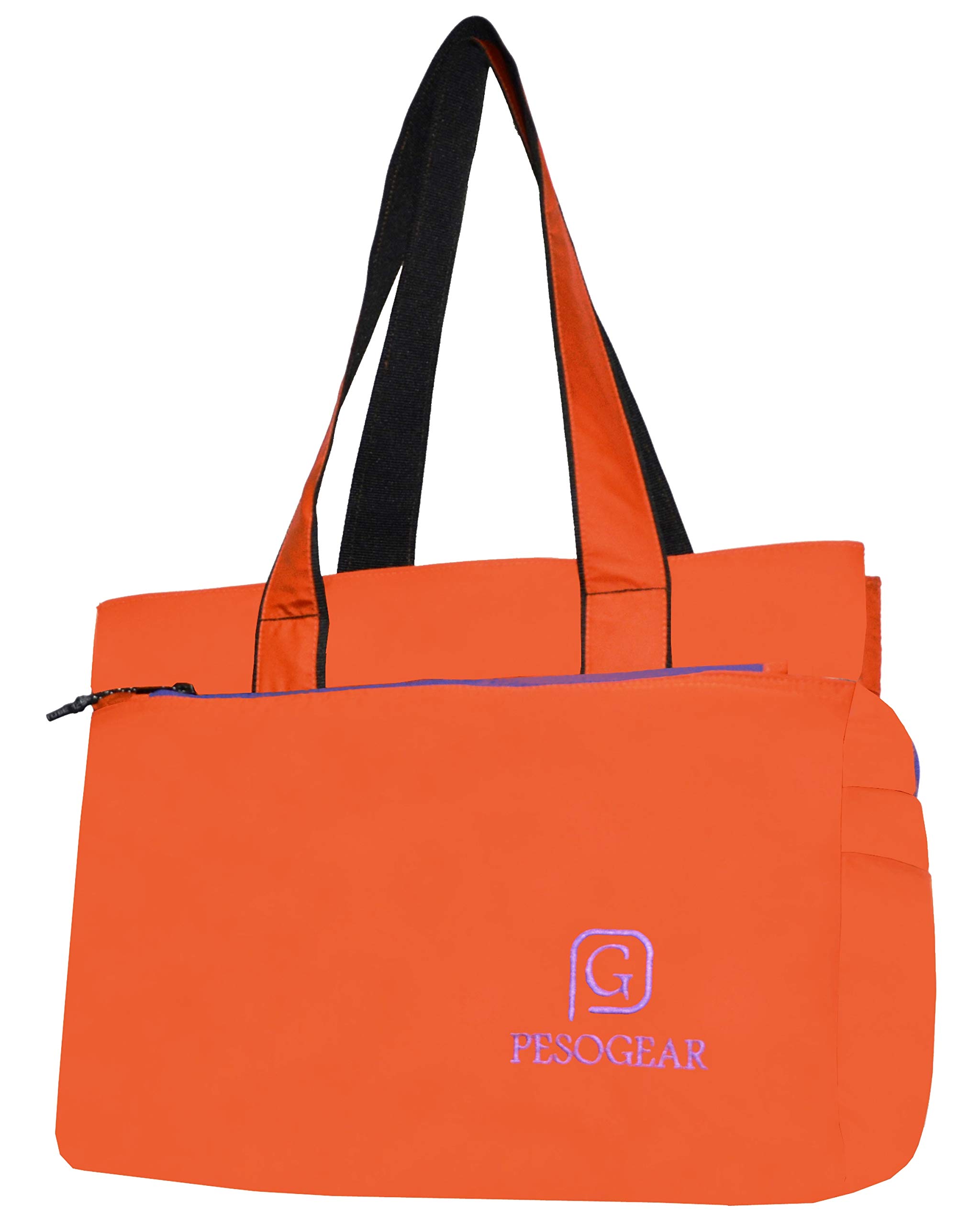 PESOGEARDaisy-Trax Women's Multi-pocket Polyester Nylon Hand Shoulder Bags Totes Purses Hobo, Copper & Indigo