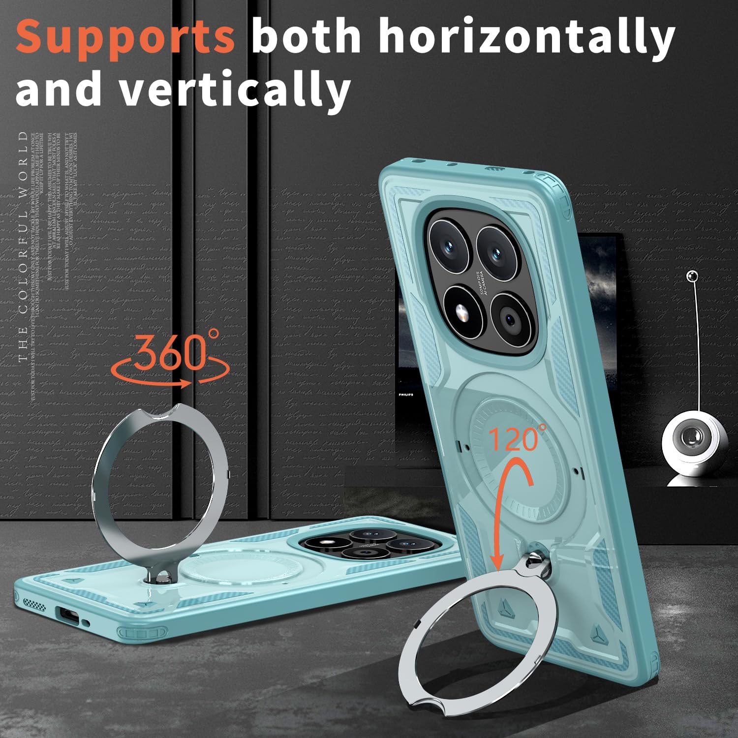 PanXCase Cover per Xiaomi Redmi Note 14 Pro 4G - Custodia Militare Supporto Anello Metallo Ruotabile 360° Magnetica Military Armor Antiurto Protezione Case (Black