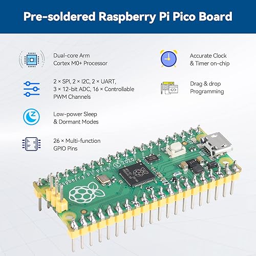 Miniatura 3 de SunFounder Kit de inicio para Raspberry Pi Pico con tutoriales en línea de 40 proyectos, código de creación de MicroPython C Piper Make, electrónica