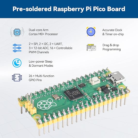 SunFounder Starter Kit for Raspberry Pi Pico with 40 Projects Online Tutorials, MicroPython C Piper Make Code, One-Stop Learning Electronics and Programming for Raspberry Pi Arduino Beginners Experts
