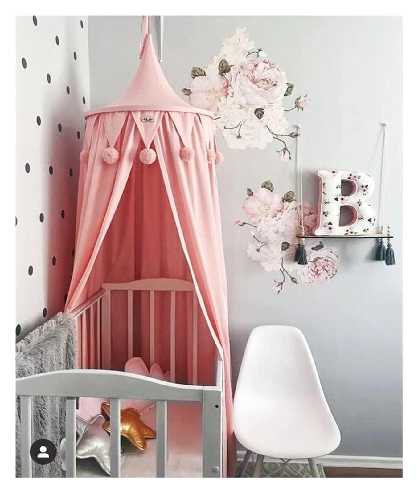Baldachim do łóżka, baldachim dla dzieci okrągła kopuła wisząca zasłona moskitiera bawią się czytania namioty dekoracje pokoju dziecięcego(Pink)