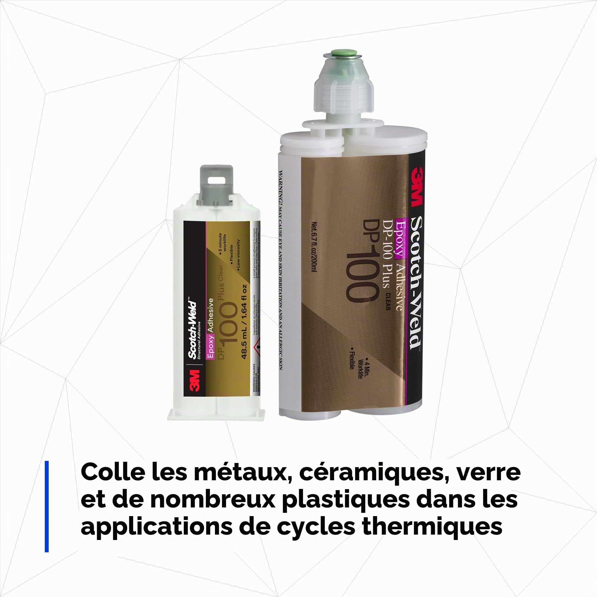 3M Scotch-Weld 08976 Adhésif époxy, plus 47,9 g, applicateur nécessaire, DP100Plus, transparent