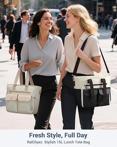 Miniatura 2 de RalChyez Lonchera para mujer, bolsa de almuerzo grande a prueba de fugas para adultos, bolsa de almuerzo aislada con bolsillo de almacenamiento para