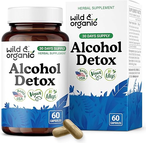 Miniatura 9 de Wild & Organic Cápsulas de desintoxicación de alcohol, fórmula de apoyo al hígado y los riñones, suplemento anti alcohol con cardo mariano, raíz de