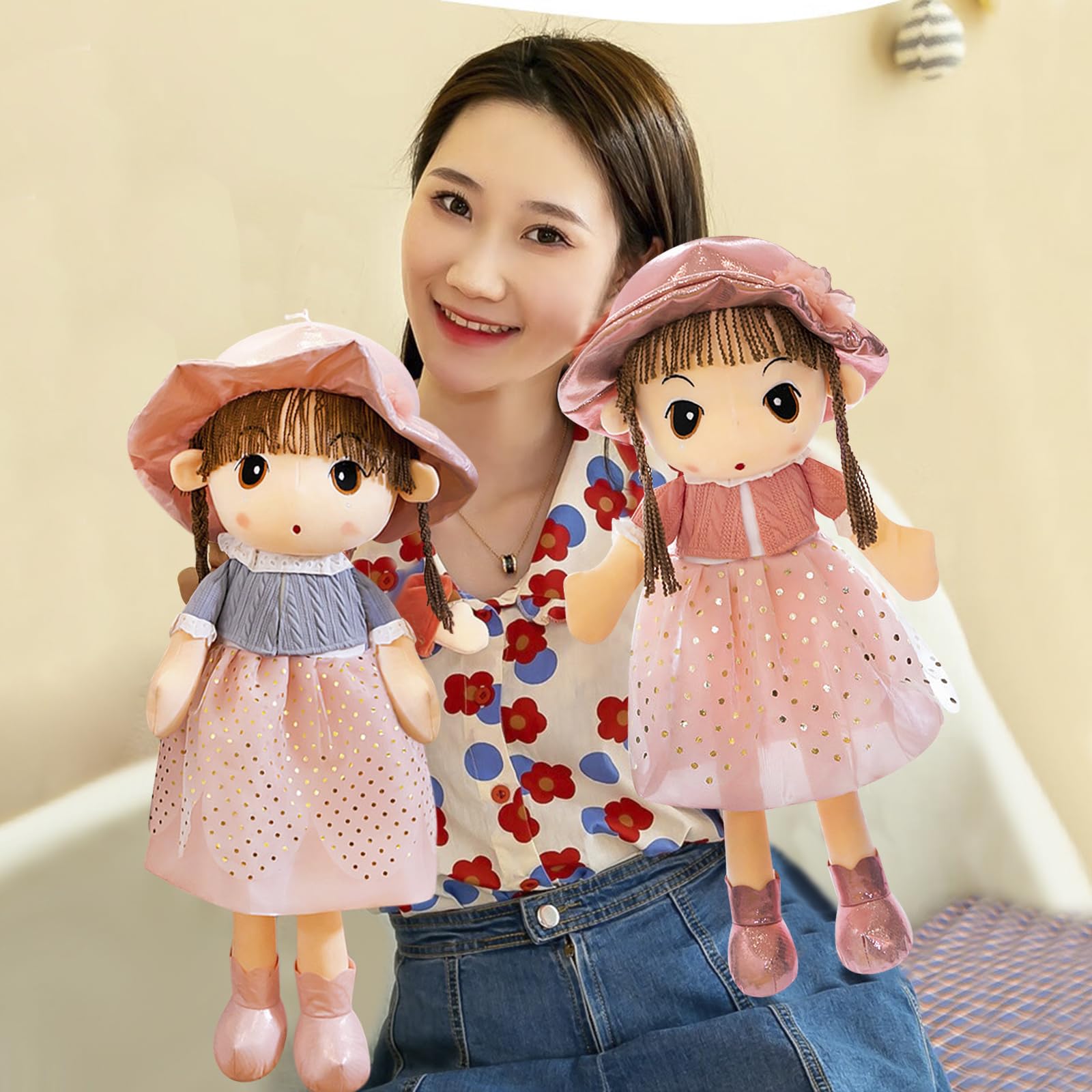 YJZQ Little Girls Dolls Cute Rag Doll Soft Cuddly Doll Baby
