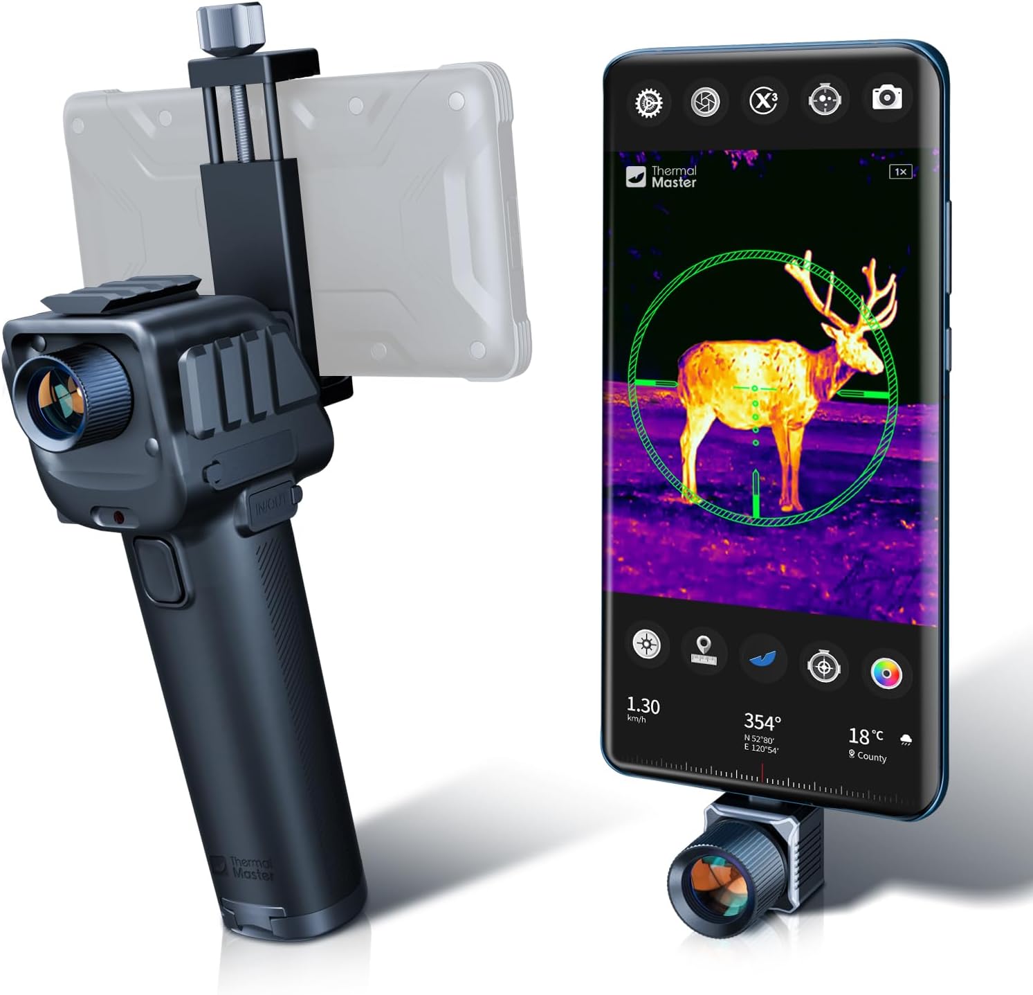 T2 Max Android Thermal Night Vision Monocular, 15mm Thermal Scope for Phone, See 1500 Yards, Thermal Scope for Wildlife Observation (Not for iOS)