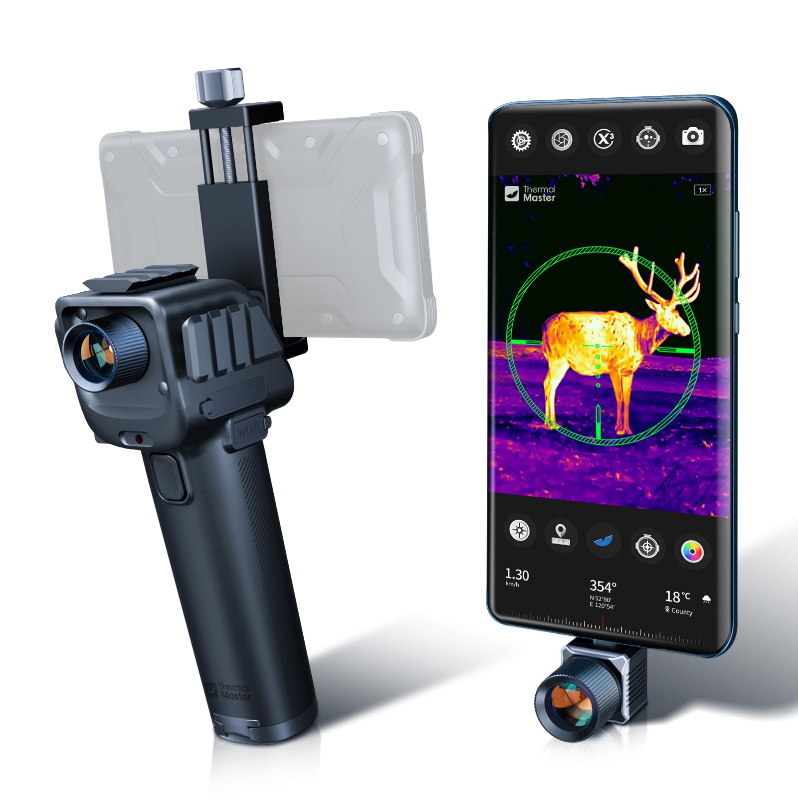 T2 Max Android Thermal Night Vision Monocular, 15mm Thermal Scope for Phone, See 1500 Yards, Thermal Scope for Hunting and Wilderness Rescue (Not for iOS)