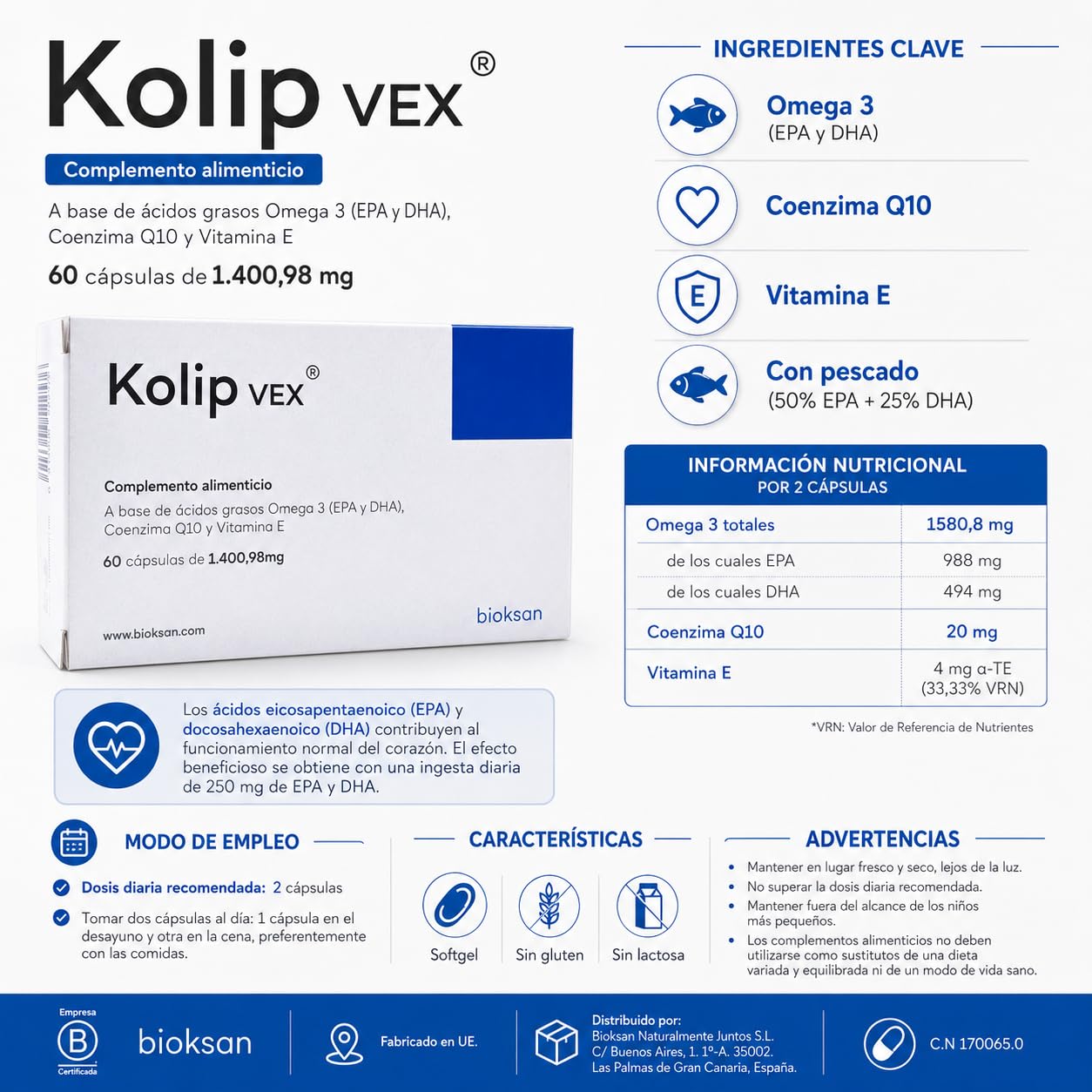 Bioksan Kolip VEX 30 Cápsulas - Suplemento para Gases, Hinchazón Abdominal y Digestiones Pesadas - Con Probióticos, Enzimas Digestivas y Extractos Naturales - Bienestar Intestinal