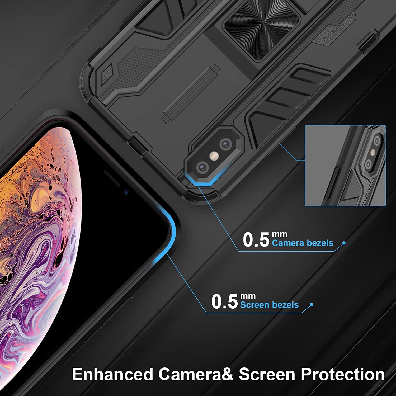 Funda para Xiaomi Redmi Note 15 Pro 5G, Carcasa Antigolpes con Soporte anular metálico, Case Protectora de Grado Militar, Azul — view 266