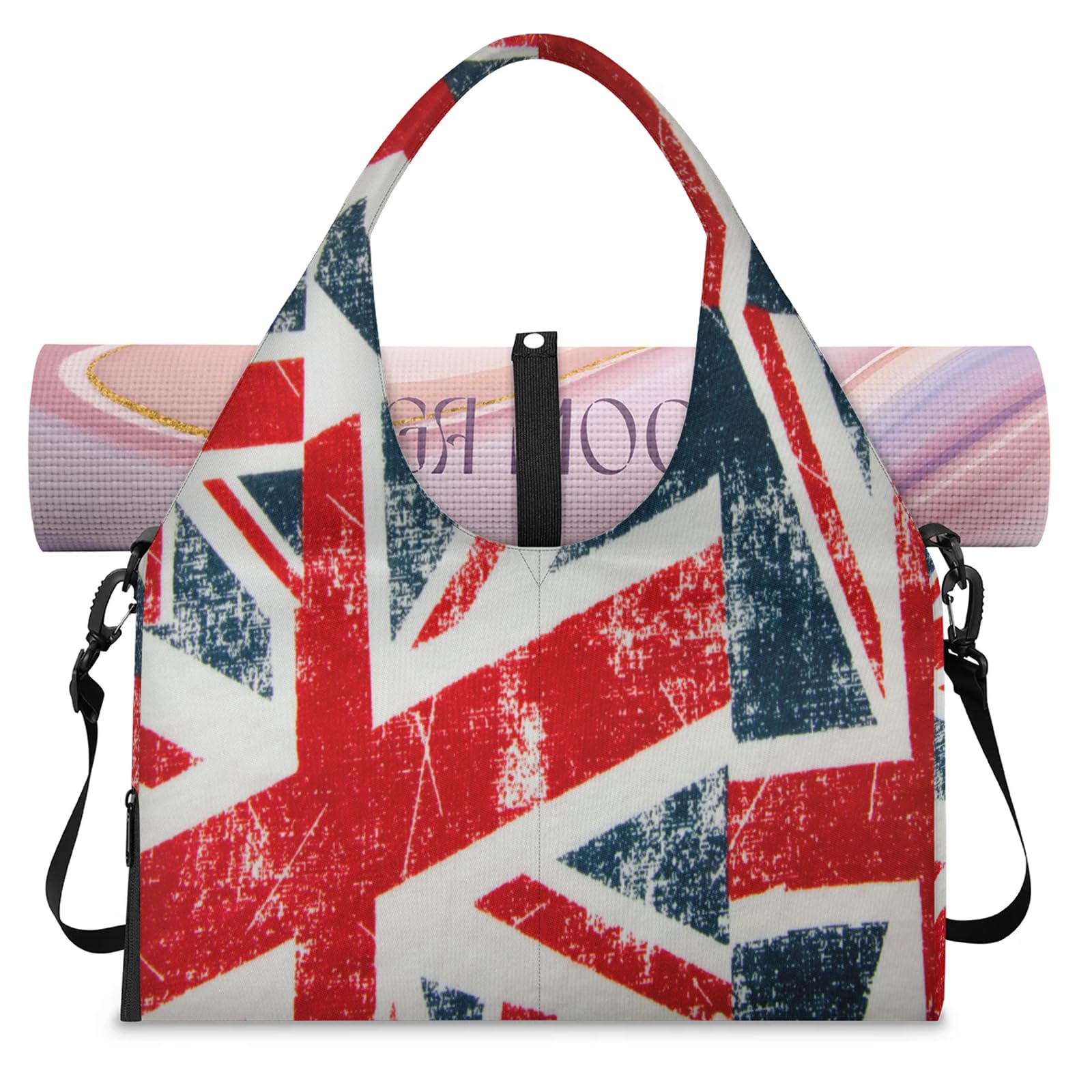 UK Union Jack sportowa torba sportowa dla kobiet mężczyzn flaga Wielkiej Brytanii torba weekendowa z kieszenią na buty torba na ramię torba bagażowa na jogę siłownię podróż, Kolor, L, Organizer do